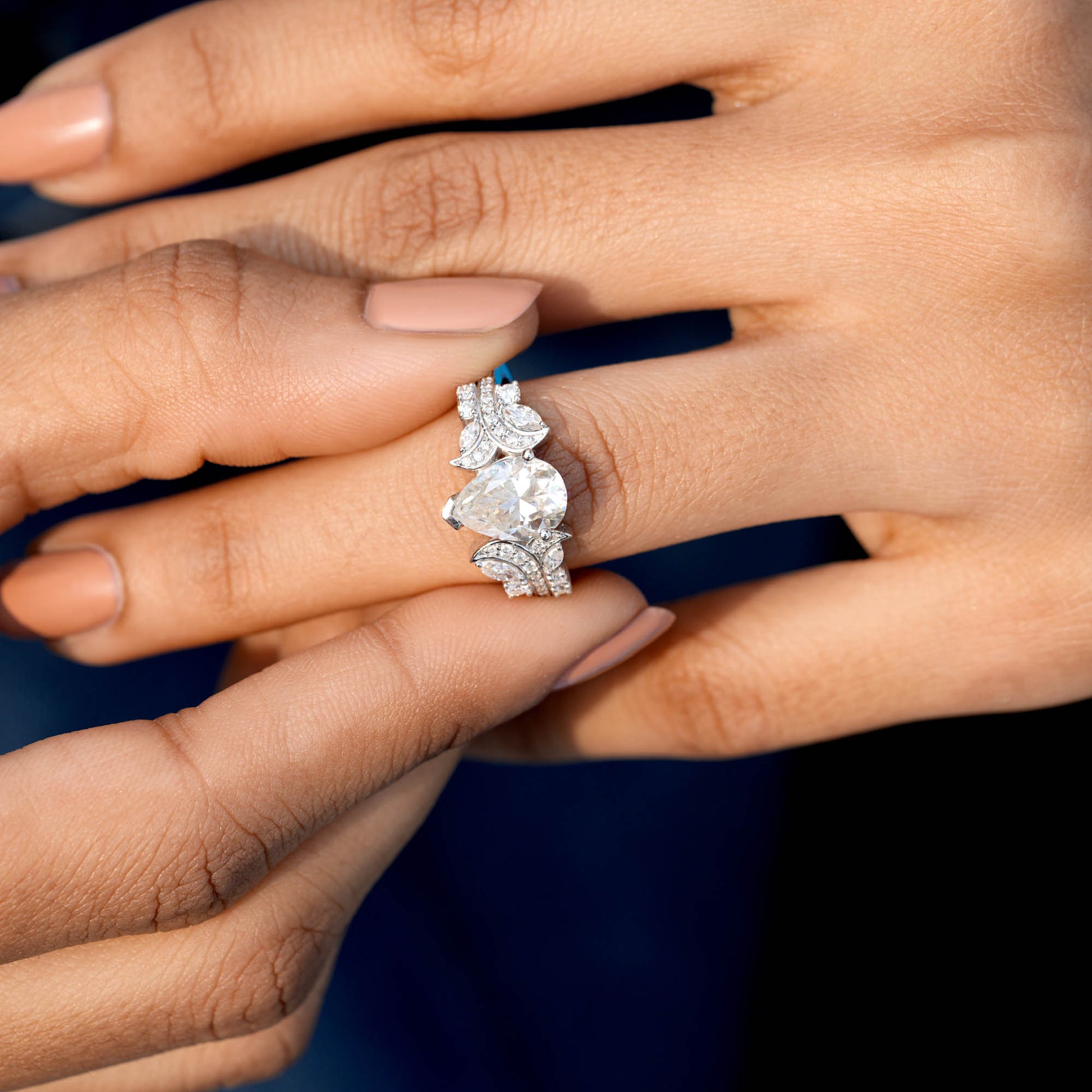 2.47 CT Marquise, Pear, Round Cut Colorless Engagement Ring