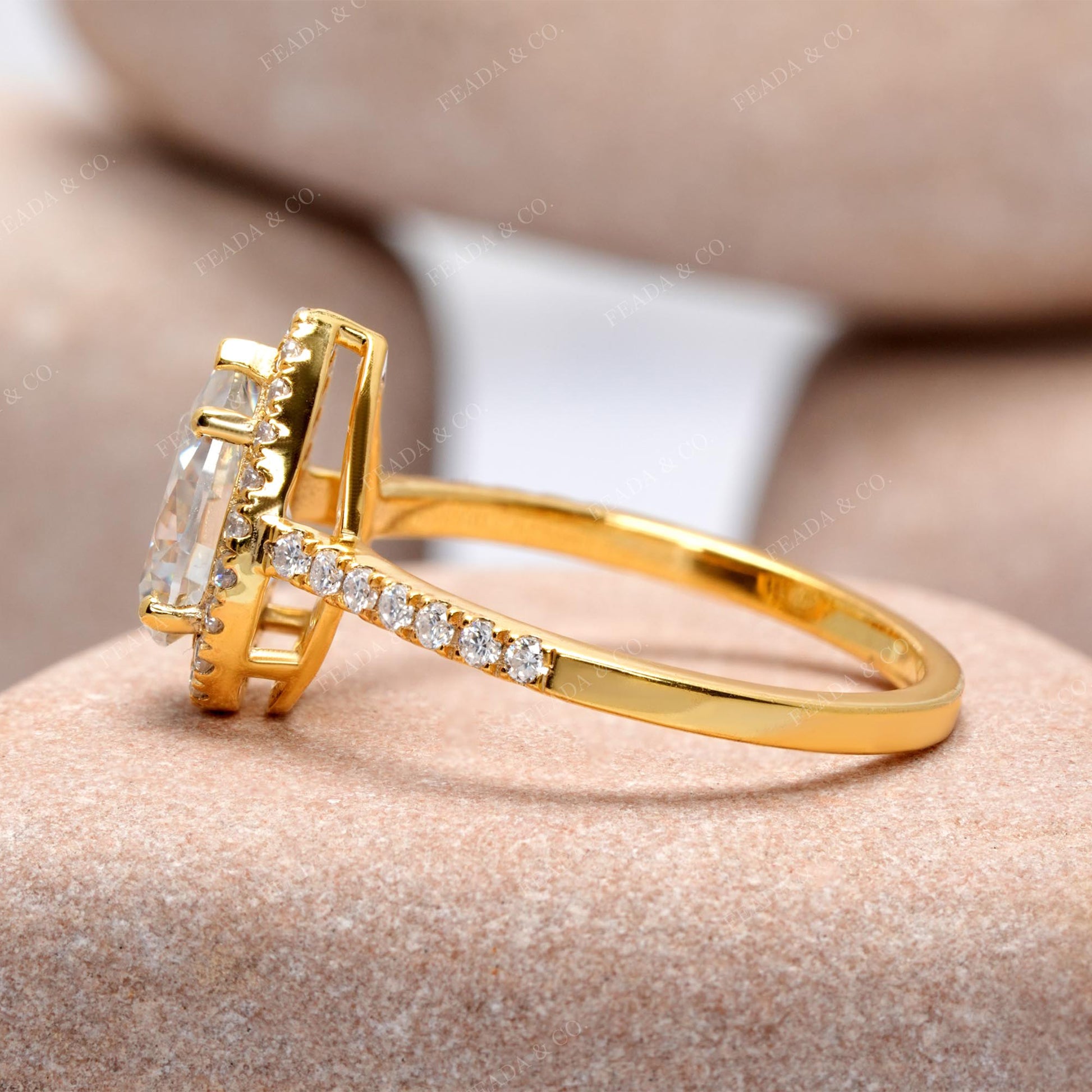 1.638 CT Pear, Round Cut Colorless Engagement Ring