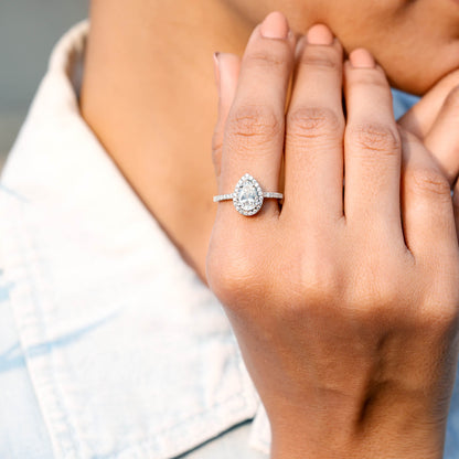 1.638 CT Pear, Round Cut Colorless Engagement Ring