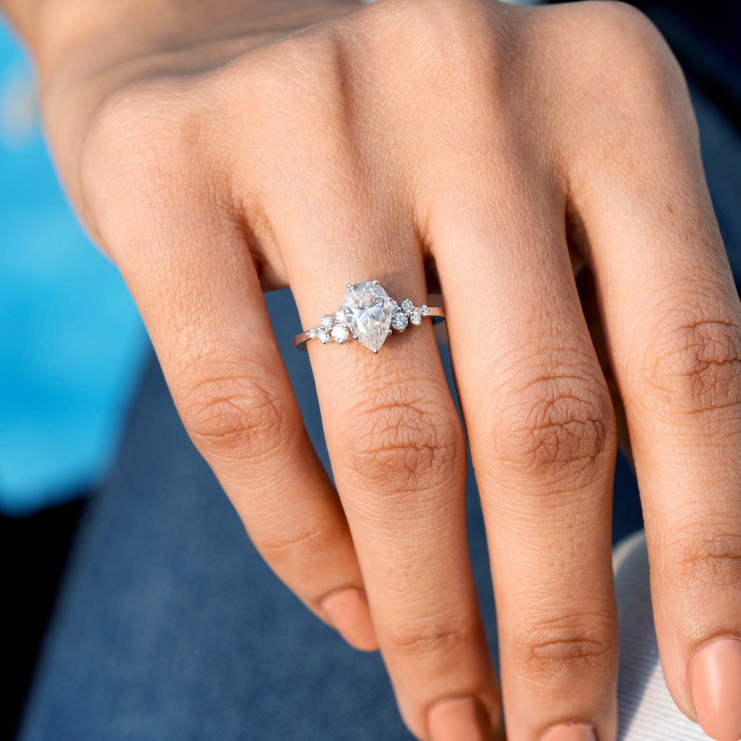 2.372 CT Pear, Round Cut Colorless Engagement Ring