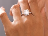 Emerald Cut Diamond Halo Gold Engagement Ring