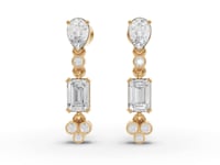 Pear & Emerald Moissanite Diamond Drop Earrings