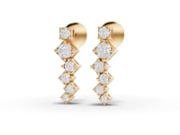 Stacked Square Geometric Drop Moissanite Diamond Earrings