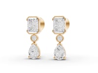 Emerald & Pear Drop Moissanite Diamond Earrings