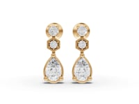 Pear Drop Moissanite Diamond Earrings With Hexagon Accents