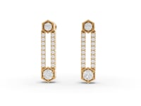 Hexagon Vertical Bar Moissanite Diamond Drop Earrings