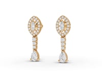 Marquise Halo Pear Drop Moissanite Diamond Earrings