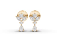 Floral Drop Moissanite Diamond Earrings With Marquise & Pear Diamonds