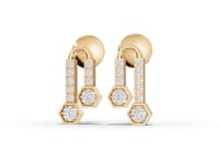 Hexagon Drop Moissanite Diamond Earrings With Pavé Bar Accents