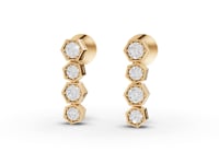 Hexagon Vertical Drop Moissanite Diamond Statement Earrings