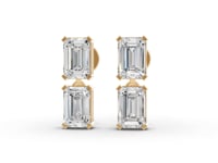 Emerald Double Drop Moissanite Diamond Stud Earrings