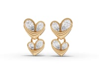 Double Heart Drop Moissanite Diamond Earrings