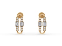 Emerald Moissanite Diamond Geometric Link Drop Earrings