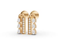 Pear Diamond Drop Earrings With Vertical Bar Design