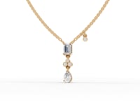 Emerald & Pear Moissanite Diamond Drop Necklace