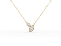 Marquise Two-Stone Bezel Drop Moissanite Diamond Necklace