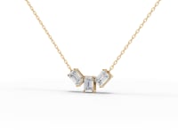 Emerald-Cut Trio Moissanite Diamond Pendant Necklace