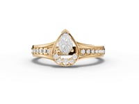 Pear Moissanite Diamond Accent Teardrop Halo Ring