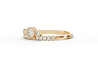 Bezel Three-Stone Moissanite Diamond Pavé Band Ring