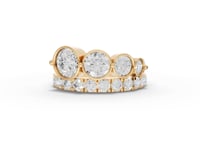 Graduated Bezel Moissanite Diamond Ring With Pavé Band