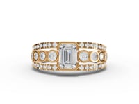 Emerald Moissanite Diamond Statement Ring With Bezel Accents
