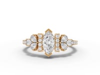 Marquise Floral Moissanite Diamond Ring With Pavé Band