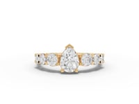Pear Solitaire Moissanite Diamond Accent Ring