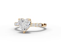Heart Solitaire Pavé Moissanite Diamond Ring