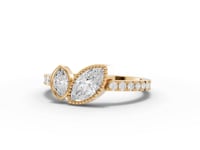 Marquise Two-Stone Side Pavé Moissanite Diamond Ring