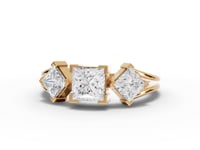 Princess-Cut Three-Stone Moissanite Diamond Ring