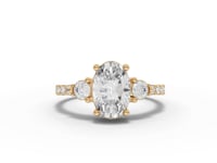 Oval Three-Stone Pavé Moissanite Diamond Ring