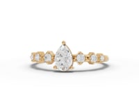 Pear Moissanite Diamond Solitaire Accent Ring