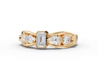 Emerald-Cut Moissanite Diamond Twist Accent Ring