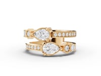 Pear Open Wrap Moissanite Diamond Ring With Hexagon Accents