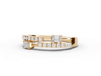 Emerald-Cut Station Pavé Moissanite Diamond Bypass Ring