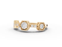 Hexagon Geometric Moissanite Diamond Half Eternity Band