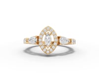 Marquise Halo Pear Moissanite Diamond Ring With Pavé Band
