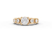 Round Solitaire Side Stone Moissanite Diamond Ring