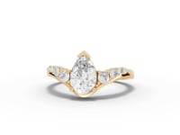 Pear Solitaire Side-Stone Moissanite Diamond Ring