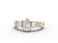 Pear Solitaire With Accent Moissanite Diamond Ring