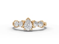 Pear Moissanite Diamond Ring With Round Accent Stones