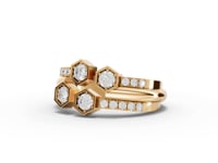 Hexagon Cluster Statement Moissanite Diamond Ring With Pavé Accents