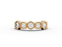 Round Hexagon-Set Geometric Moissanite Diamond Band Ring