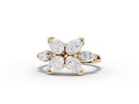 Pear Floral Cluster Moissanite Diamond Ring With Marquise Accents