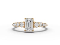 Emerald-Cut Moissanite Diamond Ring With Graduated Round Band