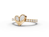 Open Heart Moissanite Diamond Ring With Pavé Band