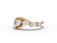 Moissanite-Grown Pear Diamond Swirl Open Wrap Ring