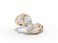 Moissanite Grown Diamond Open Ring With Floral Cluster Design