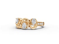 Oval Moissanite Diamond Swirl Ring With Open Band