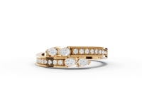 Pear Diamond Open Wrap Ring With Channel Set Pavé Band